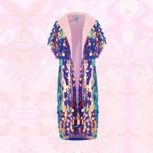 Iridescent Sequin Festival Rave Kimono